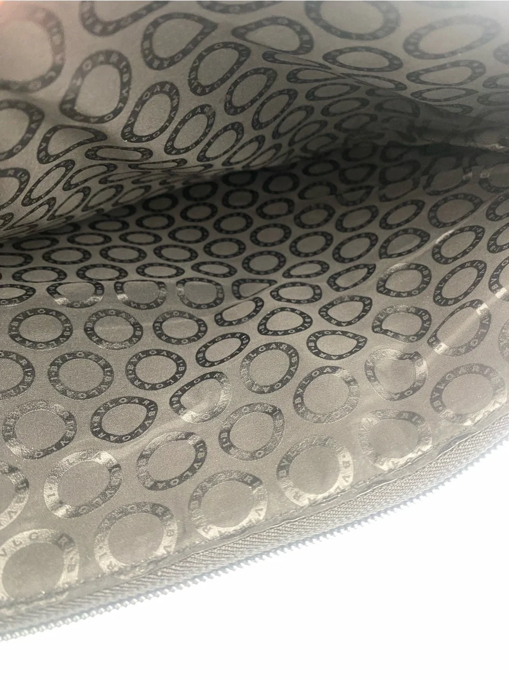 Bulgari Black Textured Cosmetic Pouch with Metal Plate